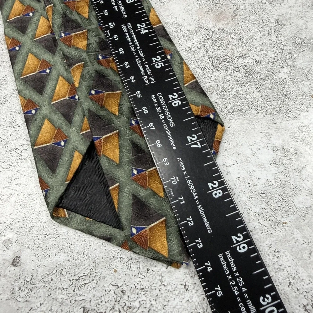 Oscar‎ De La Renta 100% Silk Tie Mens One Size Green Made In Mexico Necktie